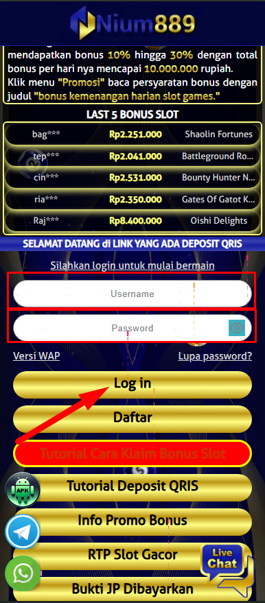 Tutorial Deposit Via QRIS Payment di Situs Nium889